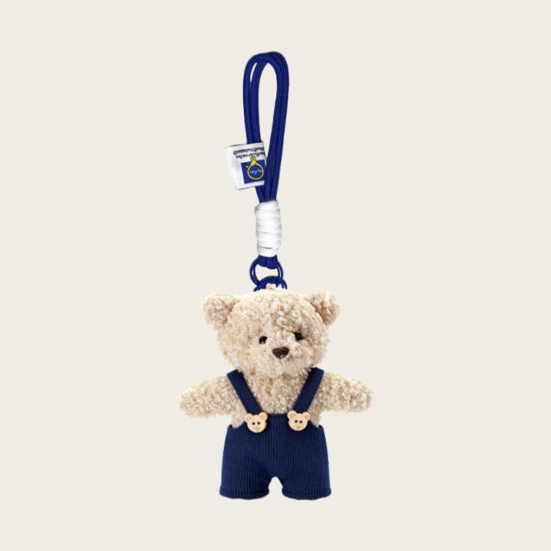 Cute Overalls Plush Bear Keychain Pendant Cute Doll Creative Cartoon Doll Bag Pendant Spot