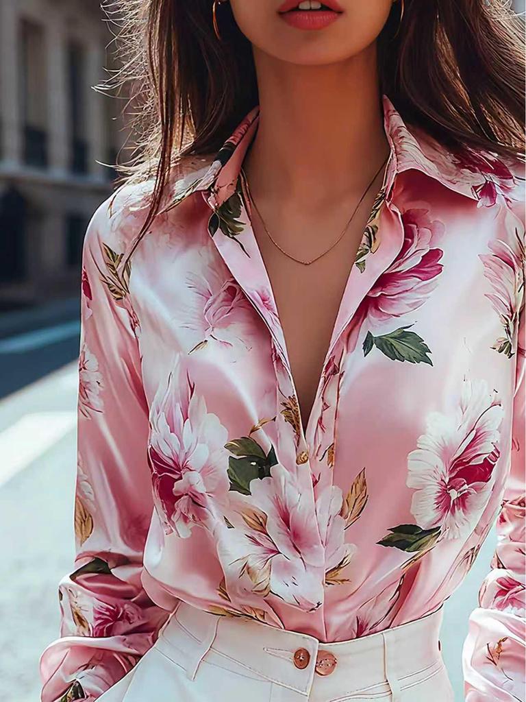 2025 European and American Printed Stand Collar Shirt Cardigan