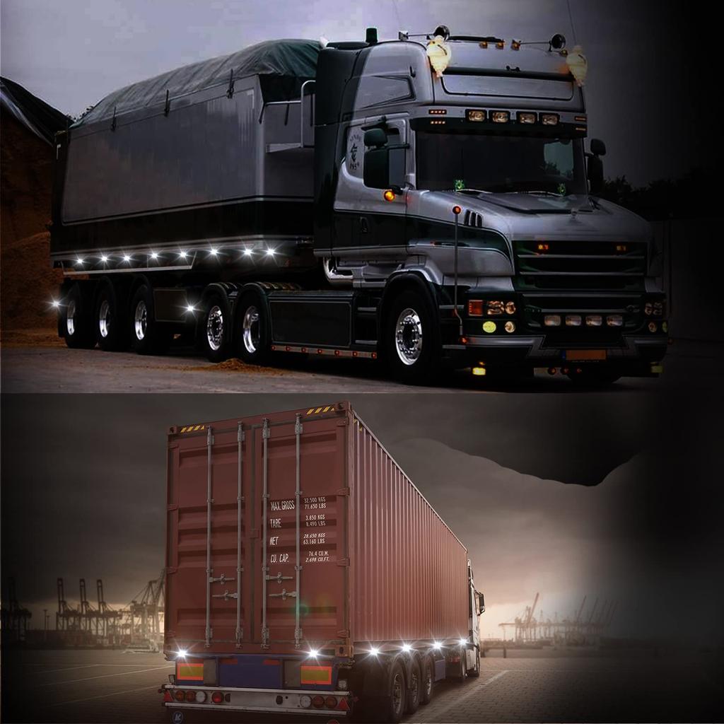 Aoling LED Side Markers, White Truck Marker Lamp RV Bus Shoulder Light Tiger