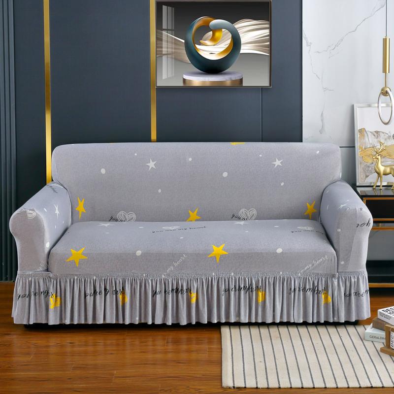 

Эластичный растягивающийся чехол для дивана с юбкой, моющийся защитный чехол для мебели, напечатанные чехлы с эластичной подошвой для гостиной 1-seat 90-140cm