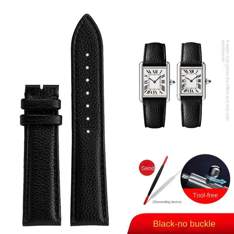 Pro Cartier Tank Must London Solo Řemínek k hodinkám z pravé kůže Rychloupínací Hovězí kůže Sklápěcí spona 16 17 19 20 22 23 mm