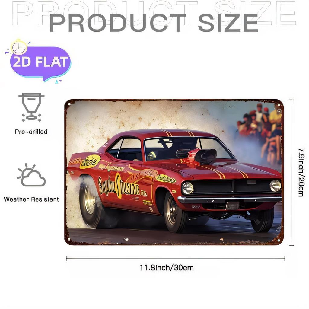 Tin Sign Hot Rod Vintage Car X Metal Retro Poster Wall Decor PreDrilled Rustproof Weather Resistant for Garage Man Cave