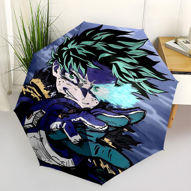 

1pc My Hero Academia Izuku Midoriya Outdoor Umbrella - Automatic Opening/Closing, Portable 3-Fold Design, 8-Rib Iron Frame, Perfect Gift for Fans