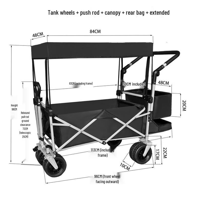 OEING Folding Outdoor Utility Wagon with Canopy