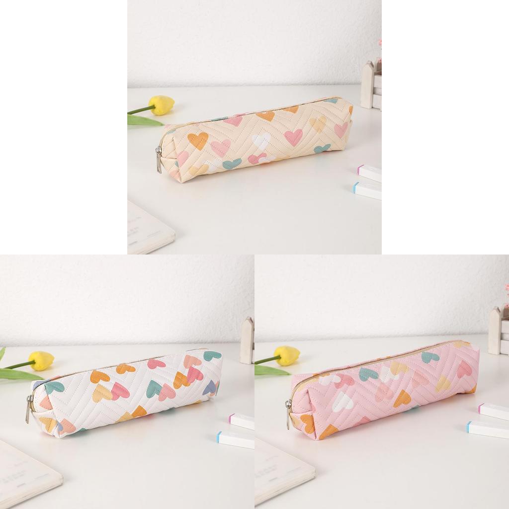 Cute Love Heart Pen Bag With Zipper Closure For Children And School Use