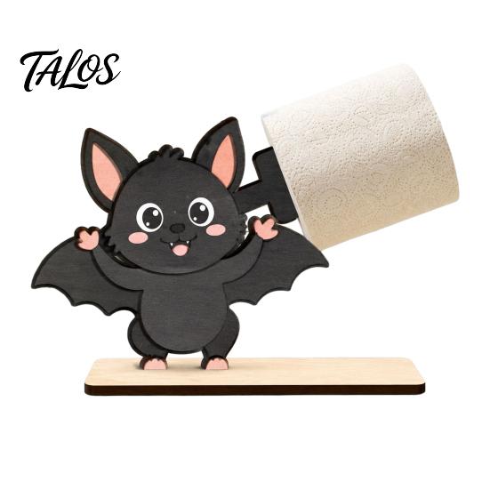 Gatto Nero Regalo di Festa 2 Pezzi Portasciugamani di Carta di Halloween, Dispenser Rotolo da Tavolo Animale Cartone Animato, Supporto in Legno per Asciugamani di Carta da Banco per