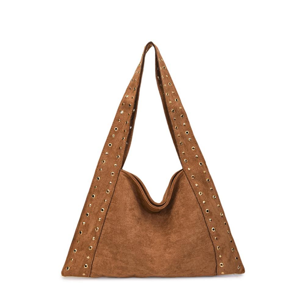 PU Leather Suede Rivet Shoulder Bags Retro American Style Fashion Design Locomotive Style Underarm Bag Korean Style