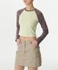 MUSINSA STANDARD WOMAN Women'S Slim Crop Raglan Long Sleeve T-Shirt [Lemon/Red Brown]