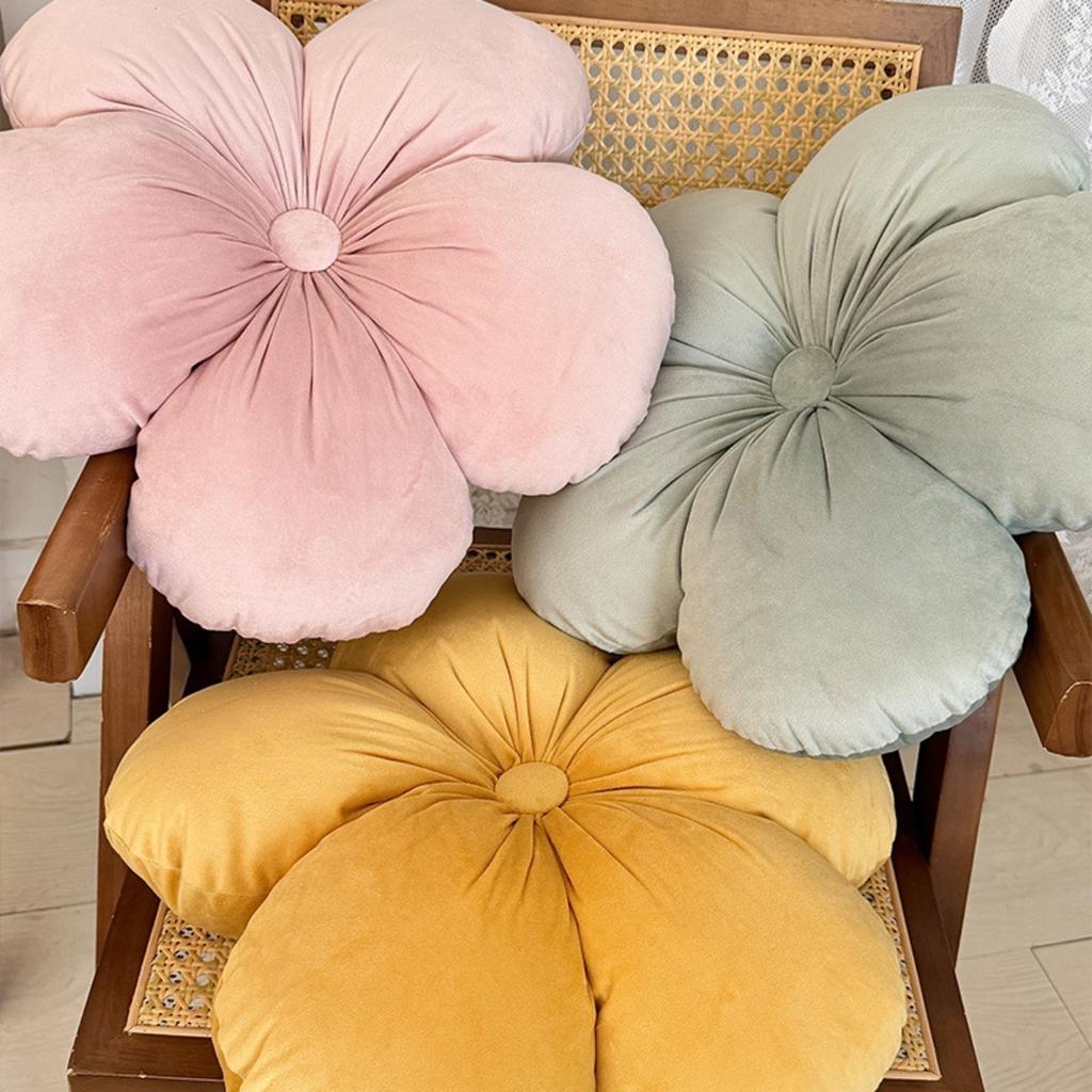 Solid color floral pillow, soft cotton floral cushion, used for sofas, beds, chairs, and home decor