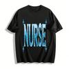 Nurse Ice Texture Print Casual Crew Neck Short Sleeve T-Shirt Pure Cotton T-shirt