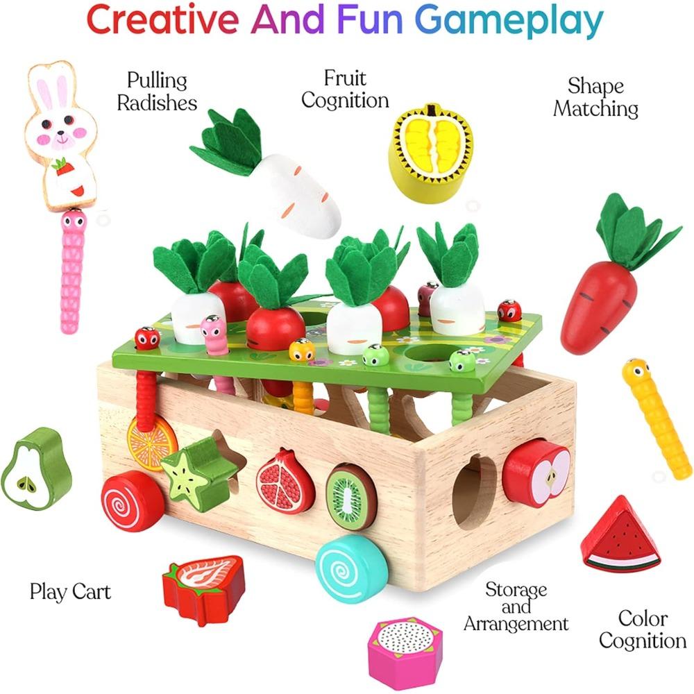Montessori Wooden Toys Developmental Shape Sorting & Matching Puzzle Carrots Harvest Game Birthday Gifts for Toddlers Babies Boy