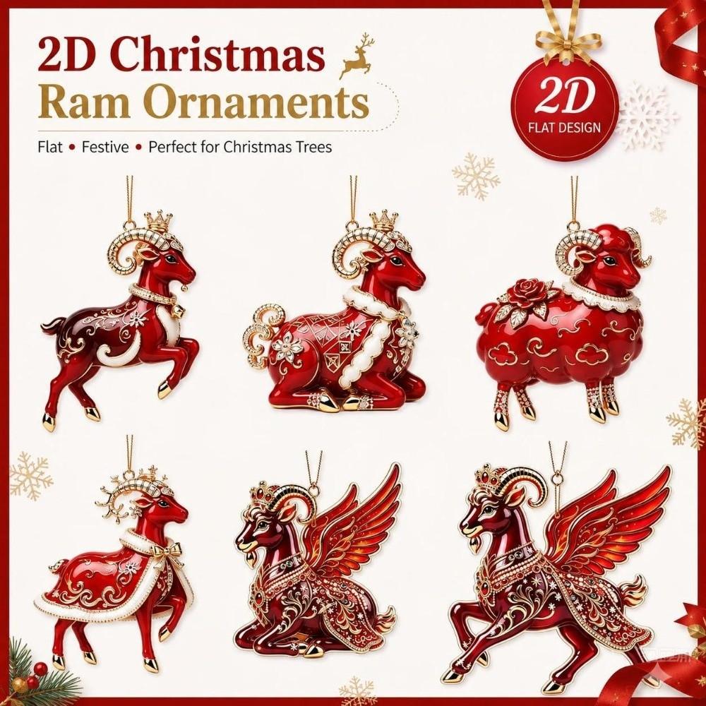 2D Christmas Sheep Ornament Hanging Christmas Hanging Pendant Holiday Party Display