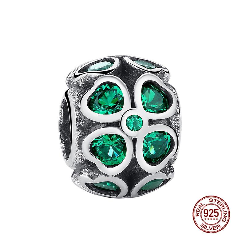 Red Ladybug Lucky Clover Charm Beads 925 Silver Pendant for 3mm Bracelet DIY Jewelry Gifts for Women