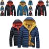 Men's Winter Warm Hooded Thick Padded Jacket With Stylish Stand Collar And Zipper Pockets