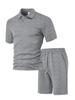 Men's Summer Jacquard Button-Down Polo Shirt & Shorts Set - Casual Sportswear Collection