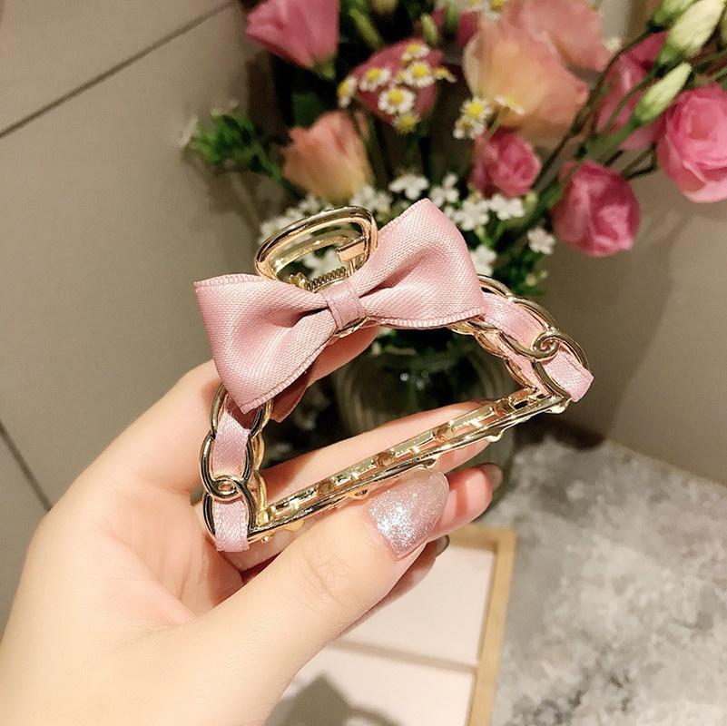 Hair Claw Elegent Girl Large Metal Claw Clip for Thick Hair with Small Bow Korean Style for Women