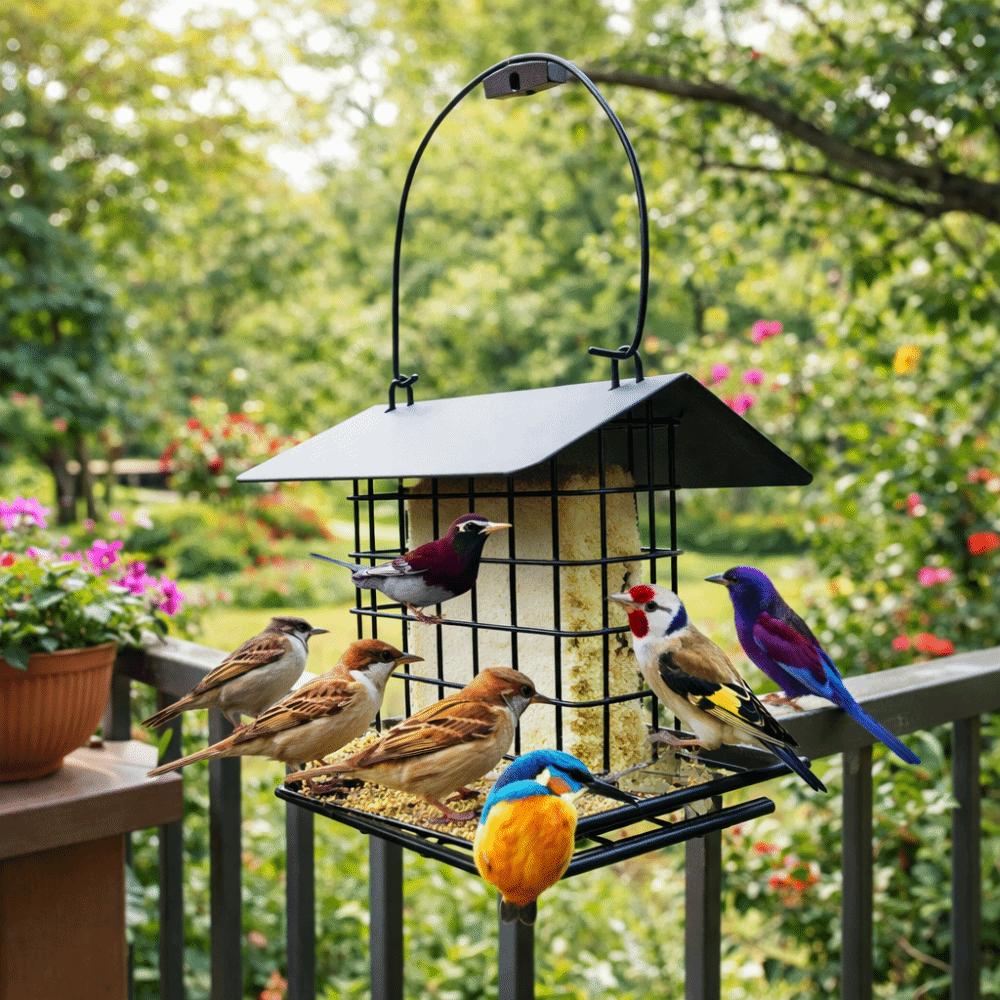 Large Capacity Hanging Birds Feeder Rust Resistant Suet Holder Bird Feeding Station Outdoor Use