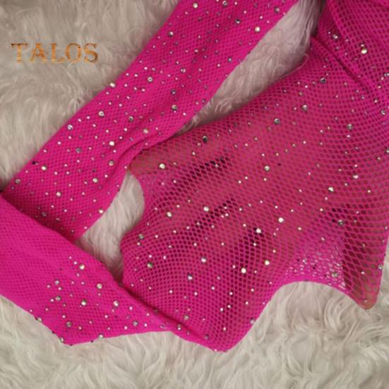 Women Sexy Pantyhose Shiny Rhinestone High Elasticity Anti-slip Ultrathin See-through Hollow Out Fishnet Soft Skinny Party Club Pantyhose