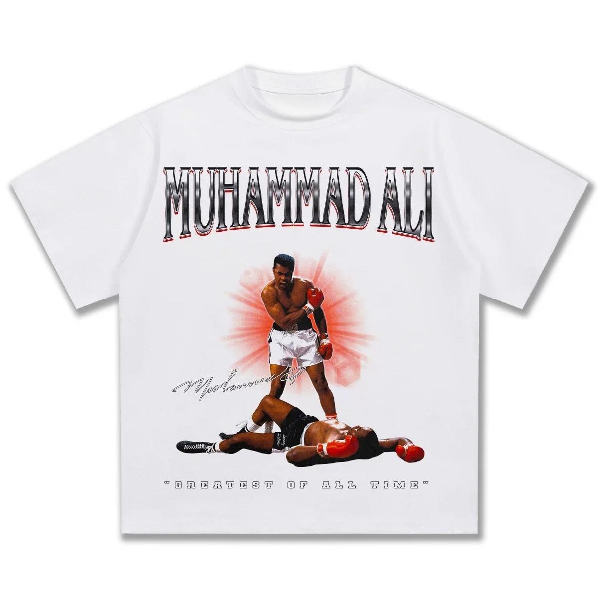 Simple Chic Street Clothing 2026 Heren Oversized Muhammad Ali Vintage Grafisch T-shirt Boksprominent Print Katoen Klassieke Sportkleding Dagelijkse Casual Essentieel XXL