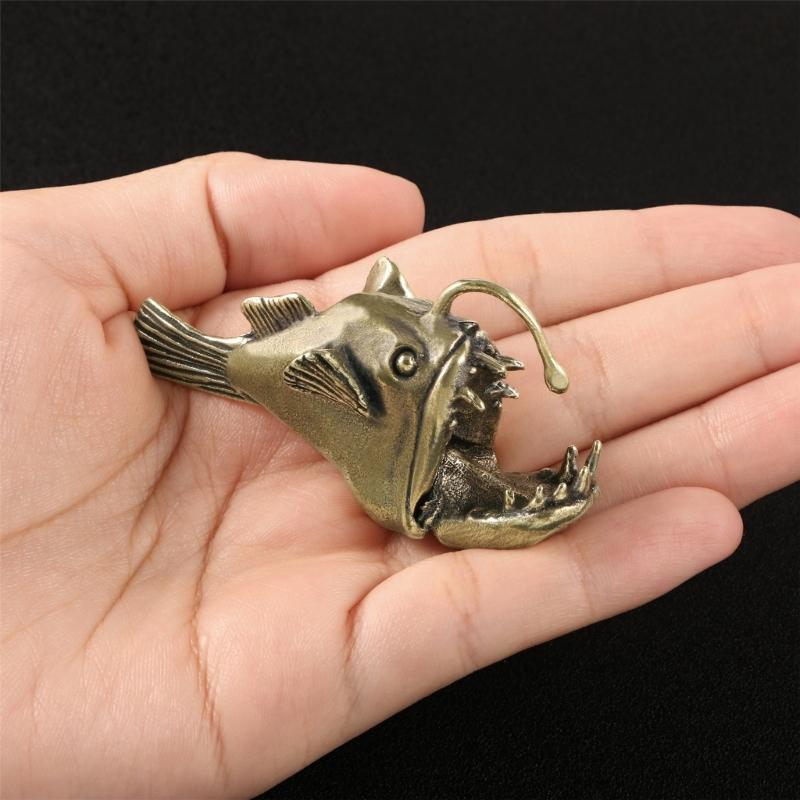 Metal Animal Statues Figurines Angler Fish Statue Figurines Sculptures Tabletop Centerpieces Home Decors Collectibles