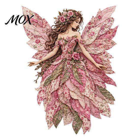 Fabric Craft Supplies Flower Fairy Patchwork DIY Kit, Layered Sewing Floral Wall Decoration Kit for Adults, Whimsical Home Decor