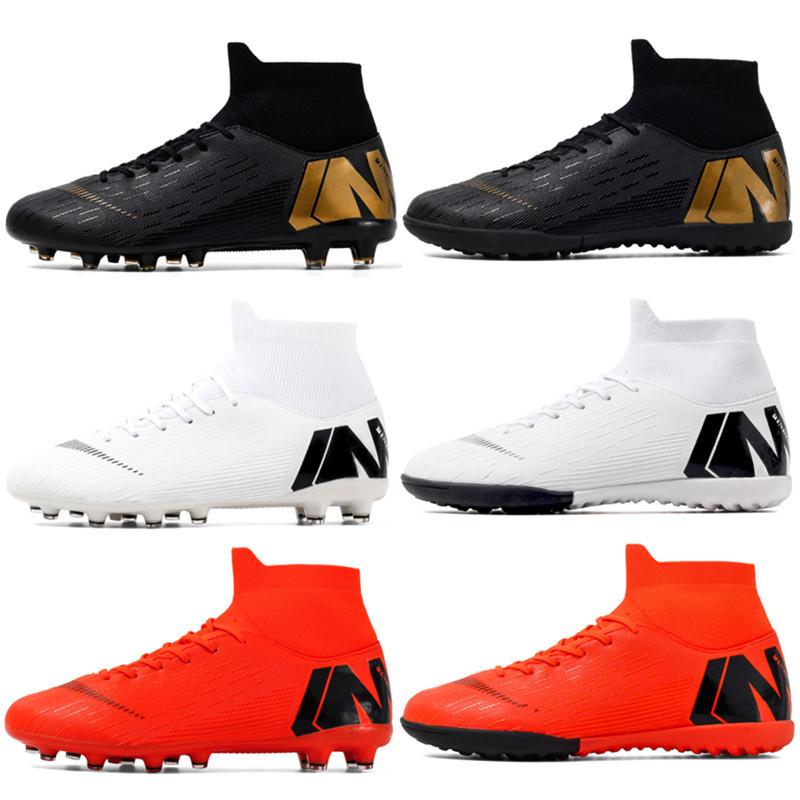 Youth children's sneakers grinding nails leather feet campus sports training women's high-top football shoes men's game 2025 broken