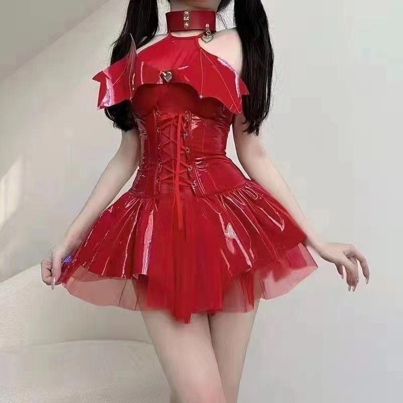 Anime Devil's City Queen Unifrom Women Cool Girl Punk Cyber Leather Outfits Costumes Cosplay Halloween Costumes Sexy Women BDSM