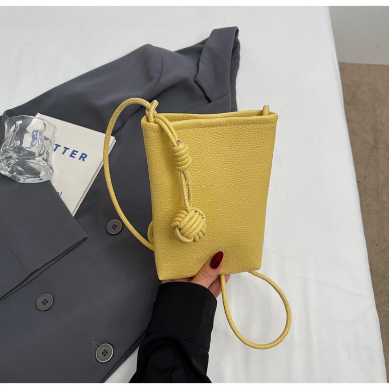 

Candy color lychee pattern mobile phone bag, new summer mini small bag, walking bag, shoulder messenger bag. жовтий