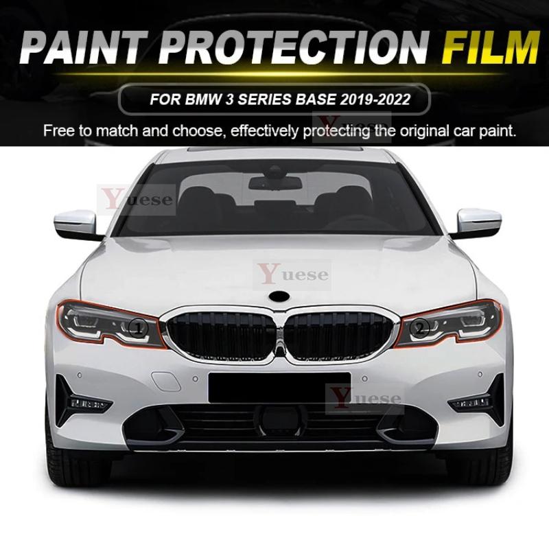 For BMW 3 Series BASE - 2 Pcs Car Headlight Protective Film Transparent Smoked Black TPU Sticker