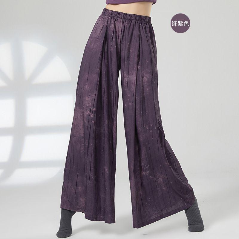 

Modern Dance Loose Straight-leg Print Loose Pants Exercise Clothing Chinese National Classical Dance Elegant Dance Pants Female Sauce purple XL