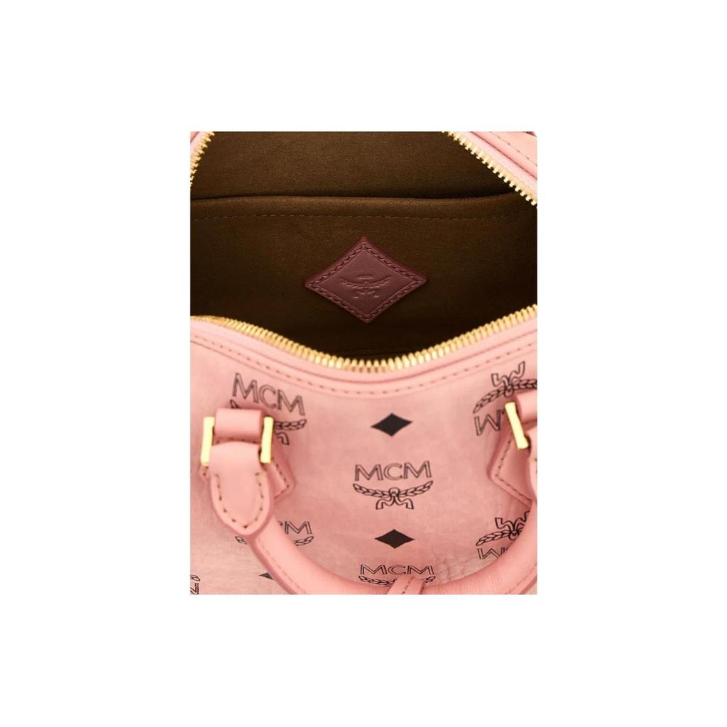 MCM Ella Letter Pattern Boston Bag Shoulder Bag Women Handbags Pink MWBFAEA03PZ001