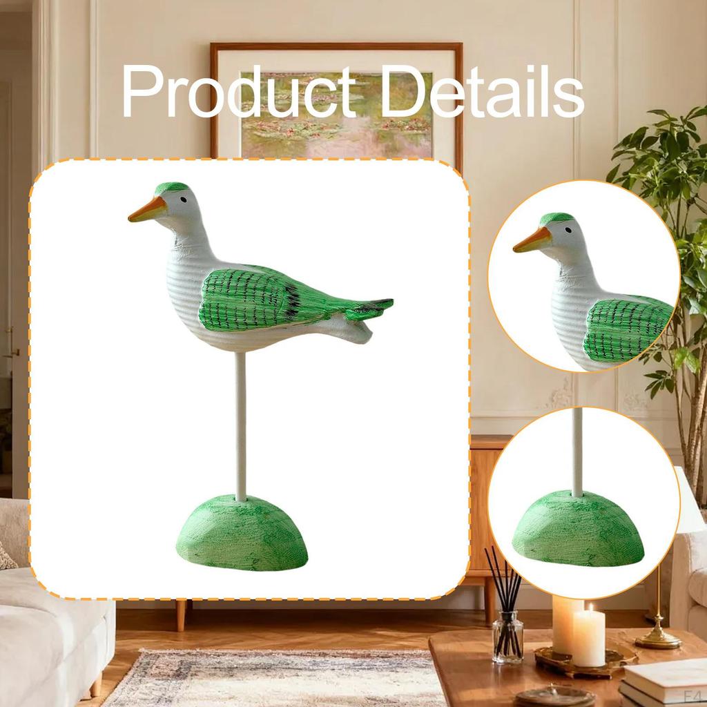 Wooden Seagull Figurine Animal Sculpture Art Figurines Artwork Sea Birds Statue Coastal Decor for