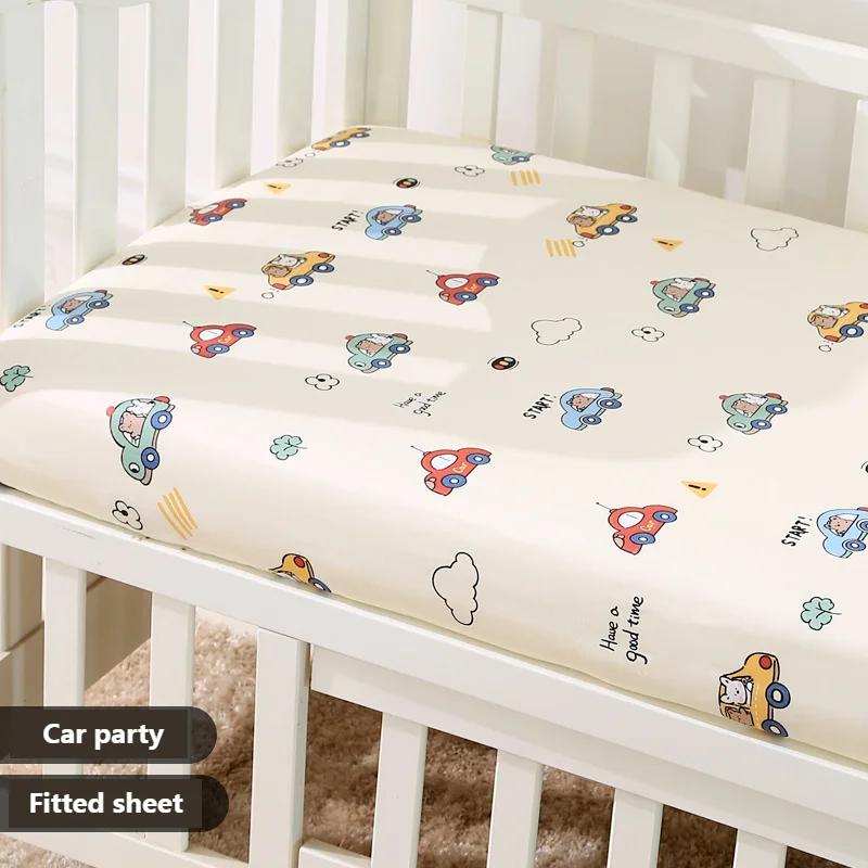 Pure Cotton Baby Mattress Cover Child Infant Newborn Fitted Sheet Soft Breathable Twill Cotton Bedding Size 120 X 65cm Mattress