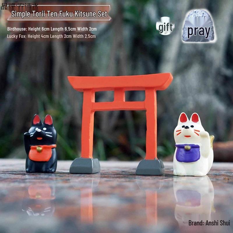 Kyoto Sand Table: Genshin Impact Style Ornament with Torii Bonsai.