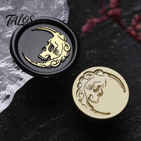 Suprimentos para Selagem com Cera Cabeça de Carimbo Gótico, Carimbo de Latão com Padrão de Caveira e Morcego Retrô, Estilo Punk para Decoração de Cartas Vintage