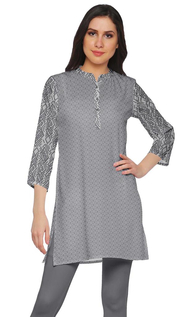 Moomaya Printed Side Slit Short Kurta Tunic For Women Summer Wear Ladies