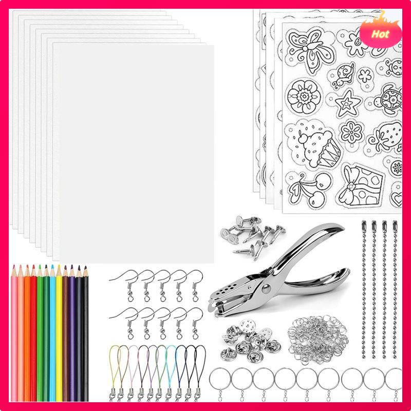 

Листы термоусадочного пластика с цветными карандашами - 183 шт. Набор для изготовления брелоков Shrinkydink для детских поделок, изготовления украшений DIY