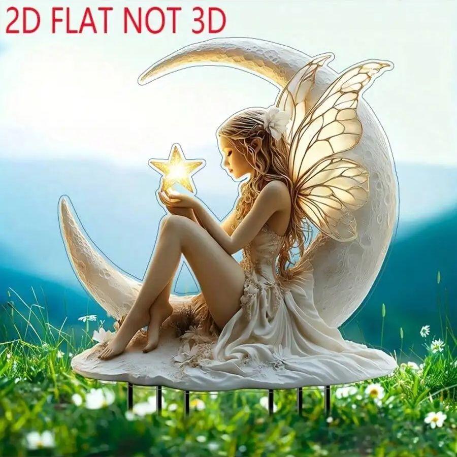 1 STÜCK Stern Mond Feengarten Karteneinsteckung, geeignet für Rasendekoration, geeignet für verschiedene Feiertagspartygeschenke.