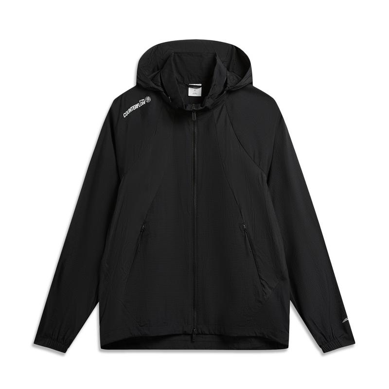 Li Ning Уличная CF Легкая Водонепроницаемая Дышащая Светоотражающая Ветровка Куртка Унисекс куртки Черный AFDW217-3 S