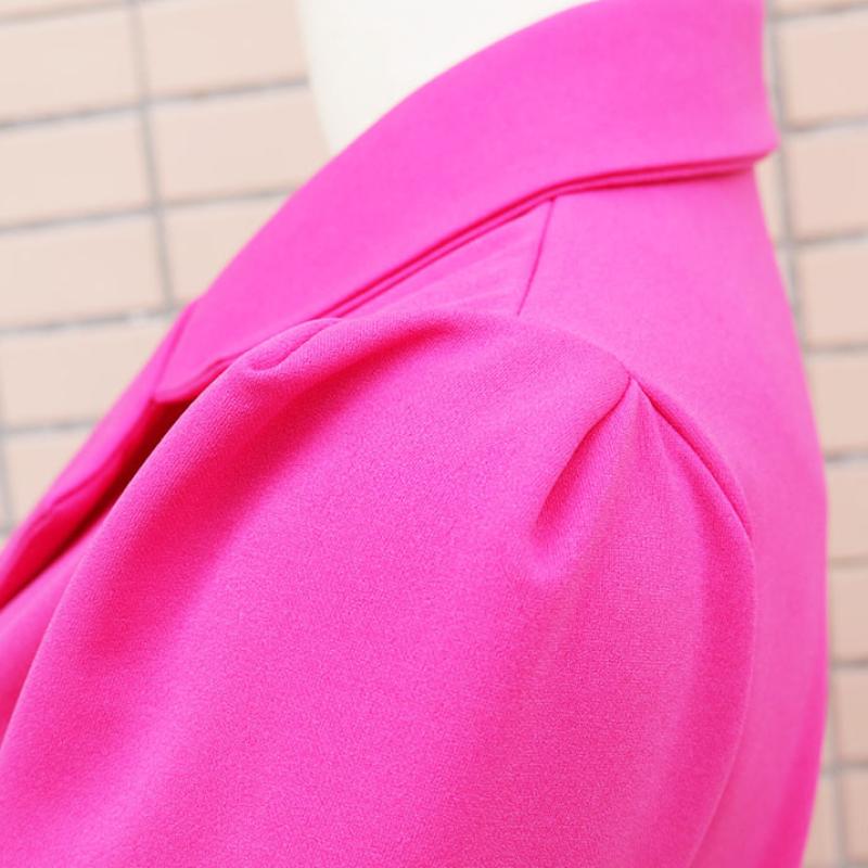 Neues Damen-Blazer-Kleid mit Puffärmeln und Revers, schmal geschnitten, zweireihig, V-Ausschnitt, Pendlerjacke mit Bindekragen, Damen Slim Suit Kleid