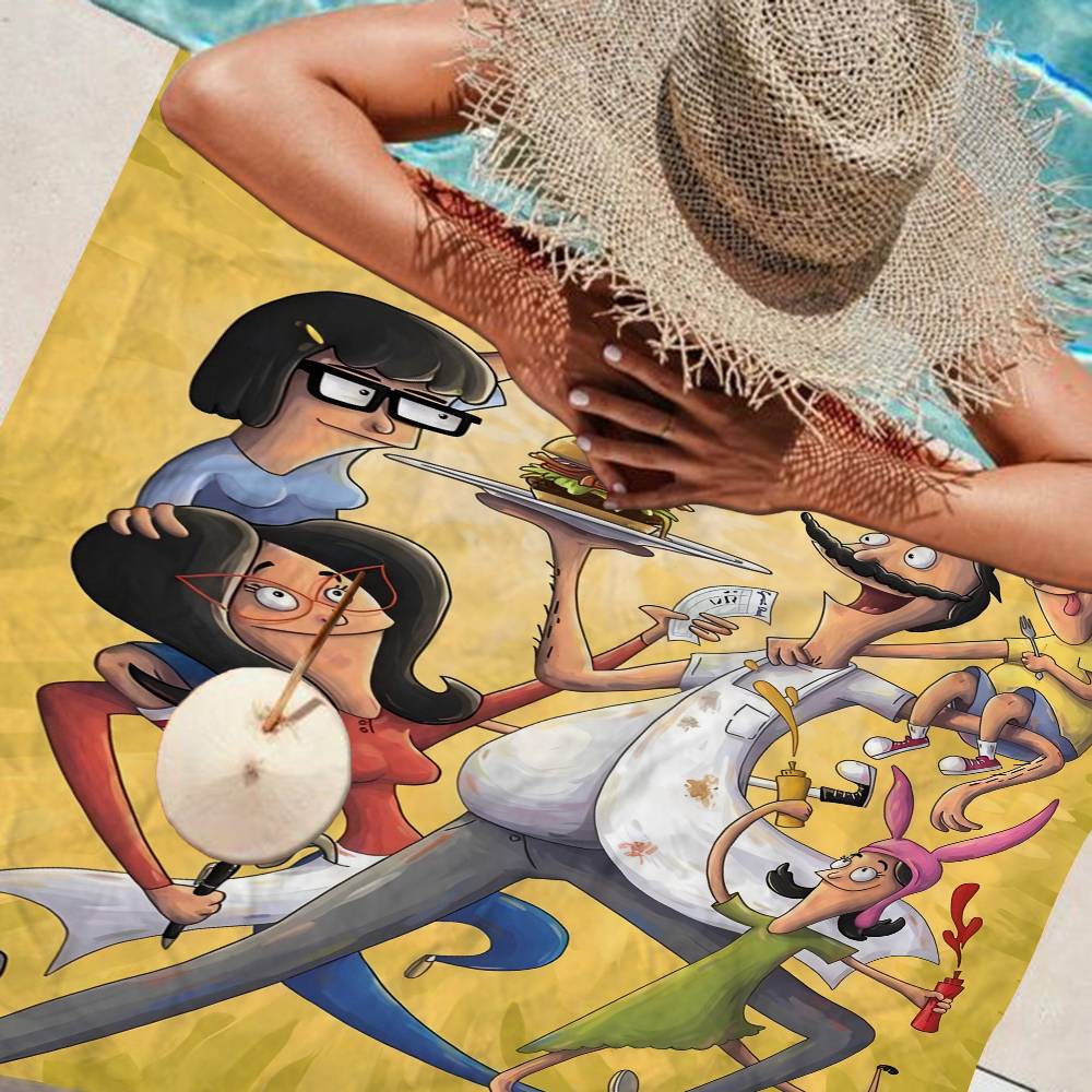 Cartoon B-Bobs B-Burgers Bath Towel Microfiber Soft Water Absorbing Breathable For Girl Kids Decorative Cartoon Beach Towel