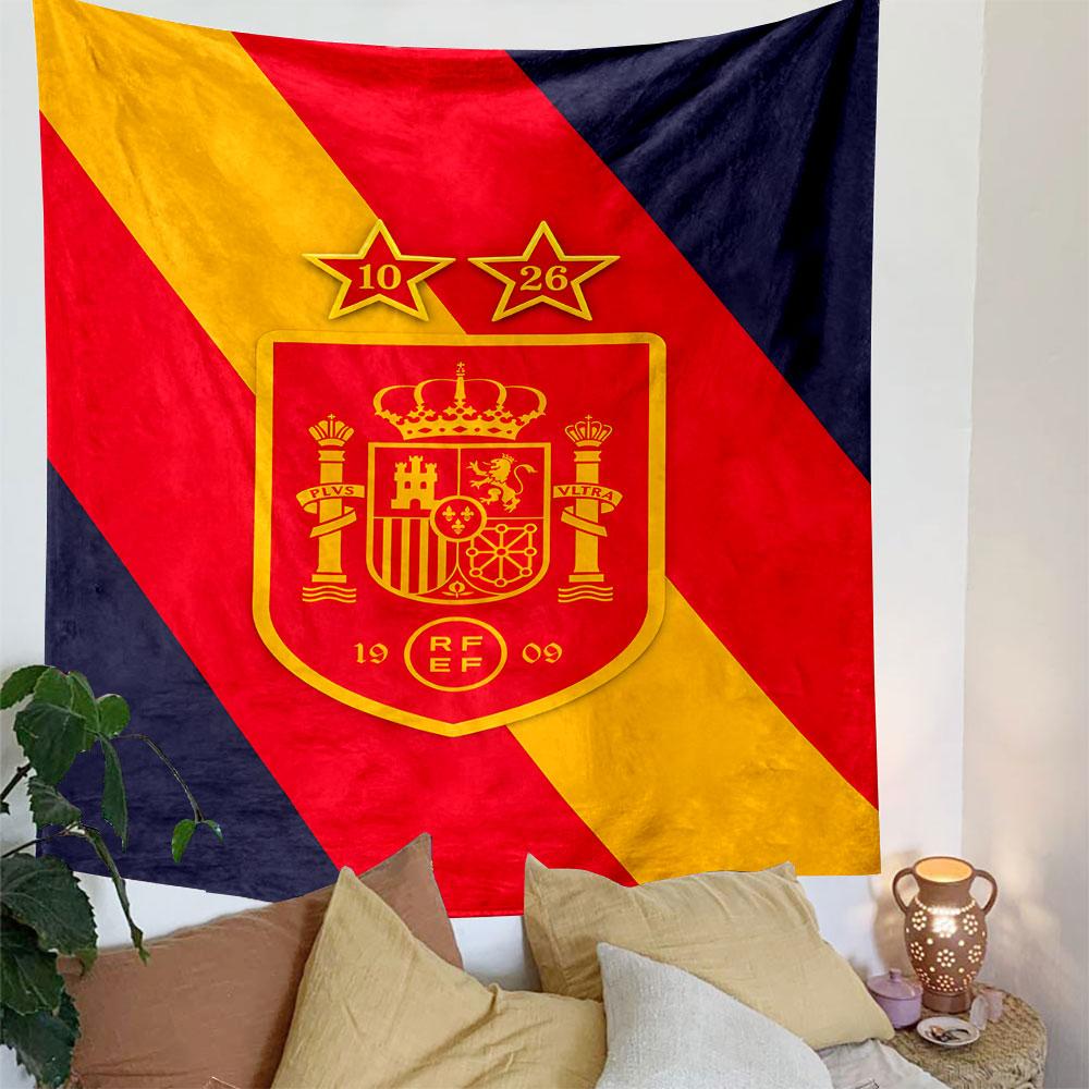 Spain National Team Emblem Design Patterned Tapestry Decorative Wall Hanging, Home Bedroom Living Room Decor