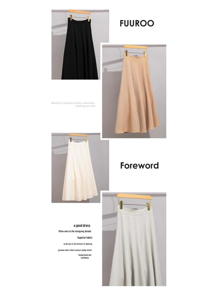 High-End Acetic Acid A-Line Drape Skirt - Women's Casual and Chic Spring/Autumn Umbrella Skirt