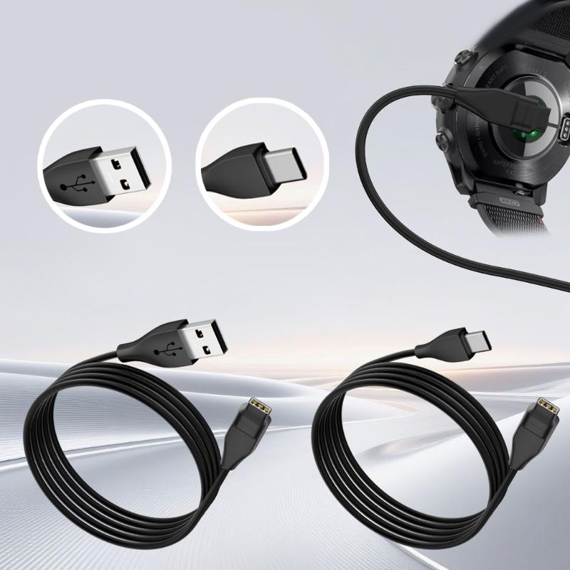 100cm Verlängerte Länge Smartwatch Ladekabel Doppelte Schnittstellen USB und Typ C Sicheres Laden für Sport- und Fitnessuhren