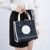 Dempsey Cow Leather Tote Bag, Shopping Bag, Shoulder Bag, Crossbody Bag, Handbag Small Women's Denim Blue & White C8582-IMDEI