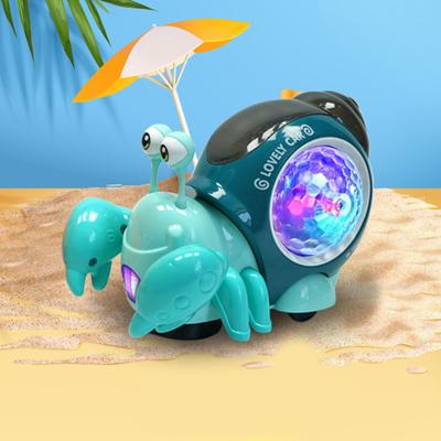 Electric Walking Crab Toy with LED Light Music Toddlers Snail Hermit Crab Crawling Toy Baby Tummy Time Interactive Animal Musical Toy