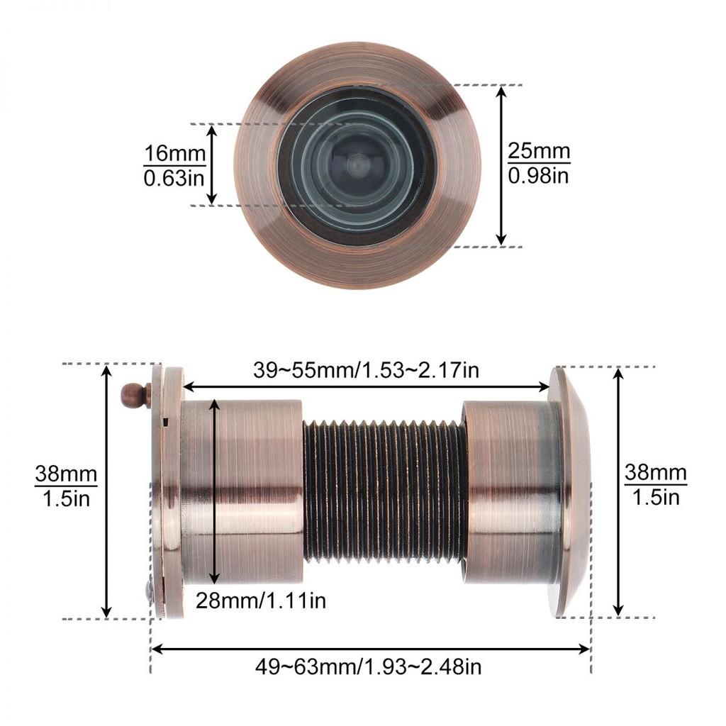 Husholdnings Sikkerhetskikkhull i Massiv Messing 220 Graders HD Dørkikkert med Roterende Personvernskjerm