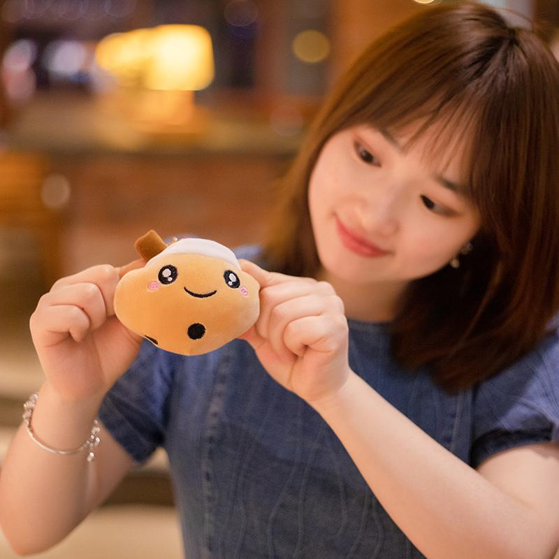 Kawaii Přívěsek na klíče Bubble Tea Měkká plyšová hračka Přívěsek na klíče Plyšová panenka Boba Roztomilá dekorace na batoh Nejlepší dárky k narozeninám pro dívky