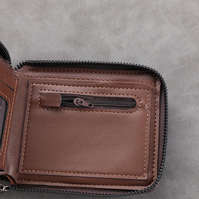 Man's Short Bifold Wallets Multi Card Fashion PU Leather Wallet  Men Classic Wallet with Coin Bag Zipper