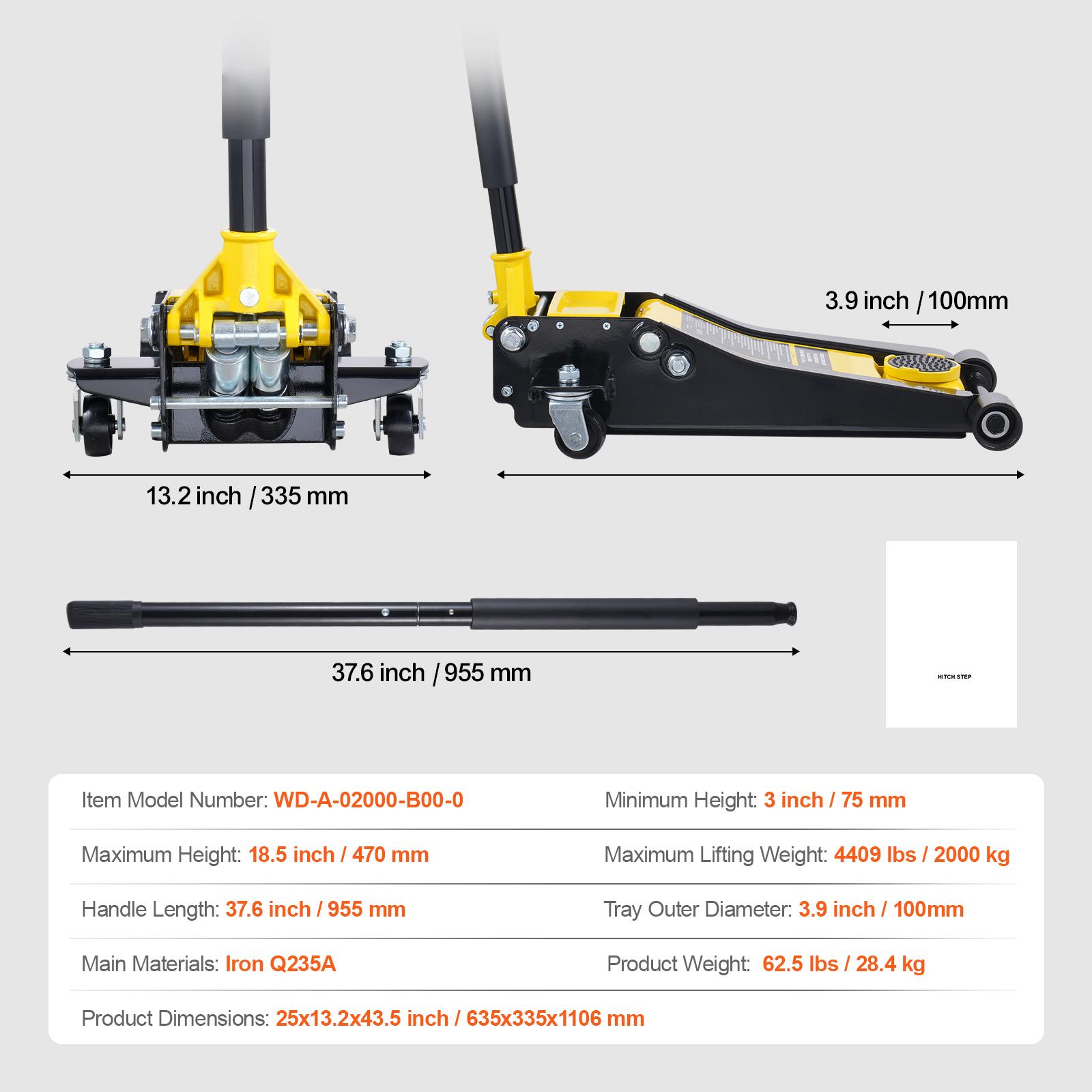 

SucceBuy 2T Низкопрофильный подкатной домкрат Сверхмощный чугунный гидравлический гоночный подкатной домкрат, Гидравлический автомобильный домкрат, Одно/Двухпоршневой подъемный насос